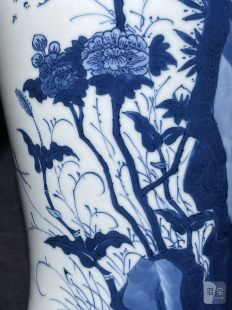清康熙 青花花鸟纹观音尊 - 图9